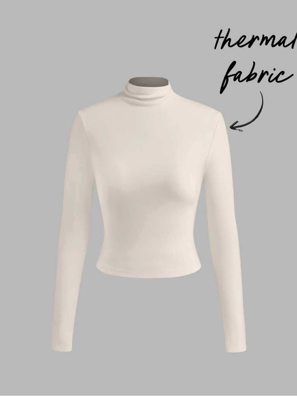 Cider Slim Mock Neck Long Sleeve Top - Cream